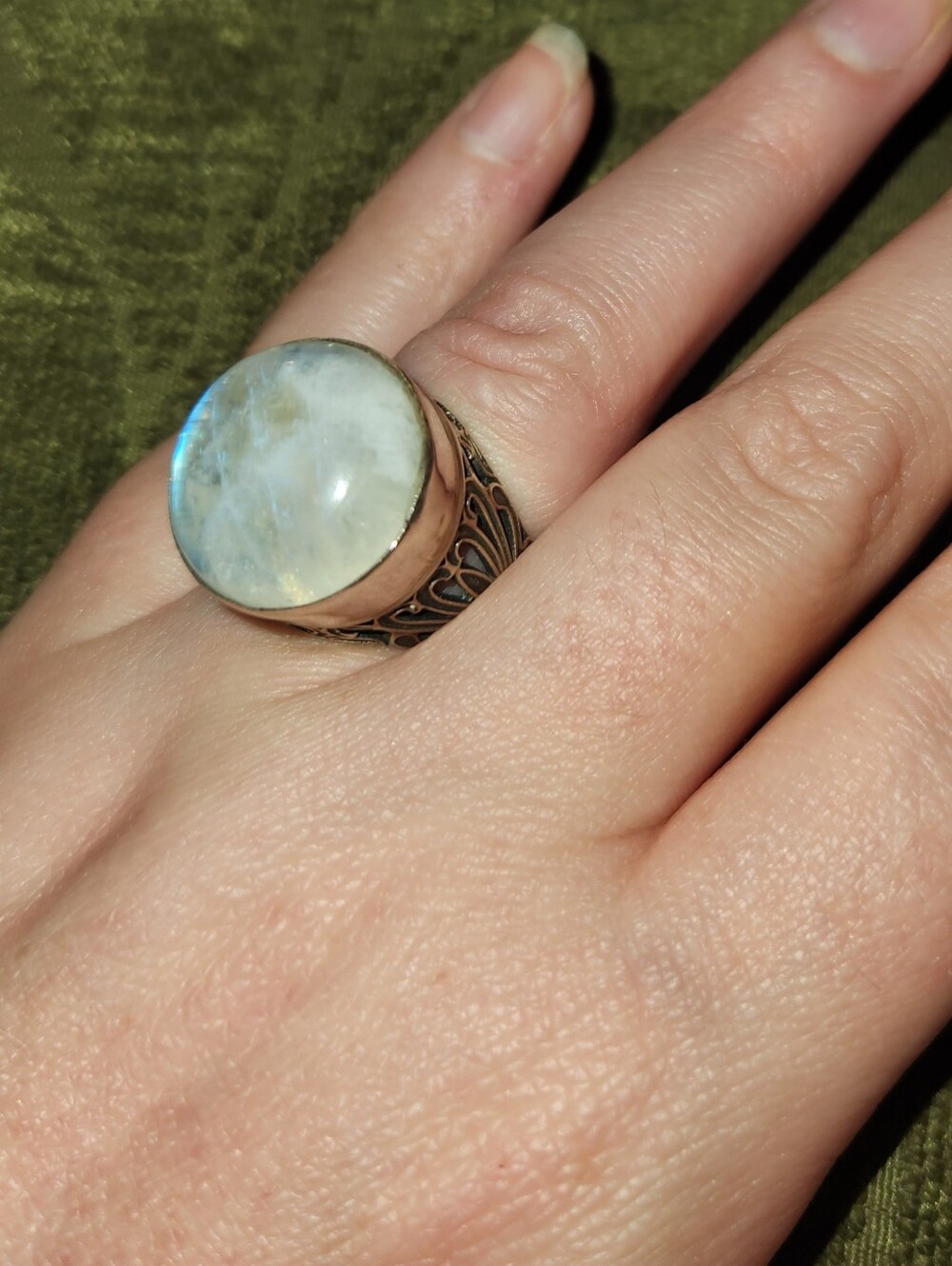 Substantial Sterling Moonstone Ring